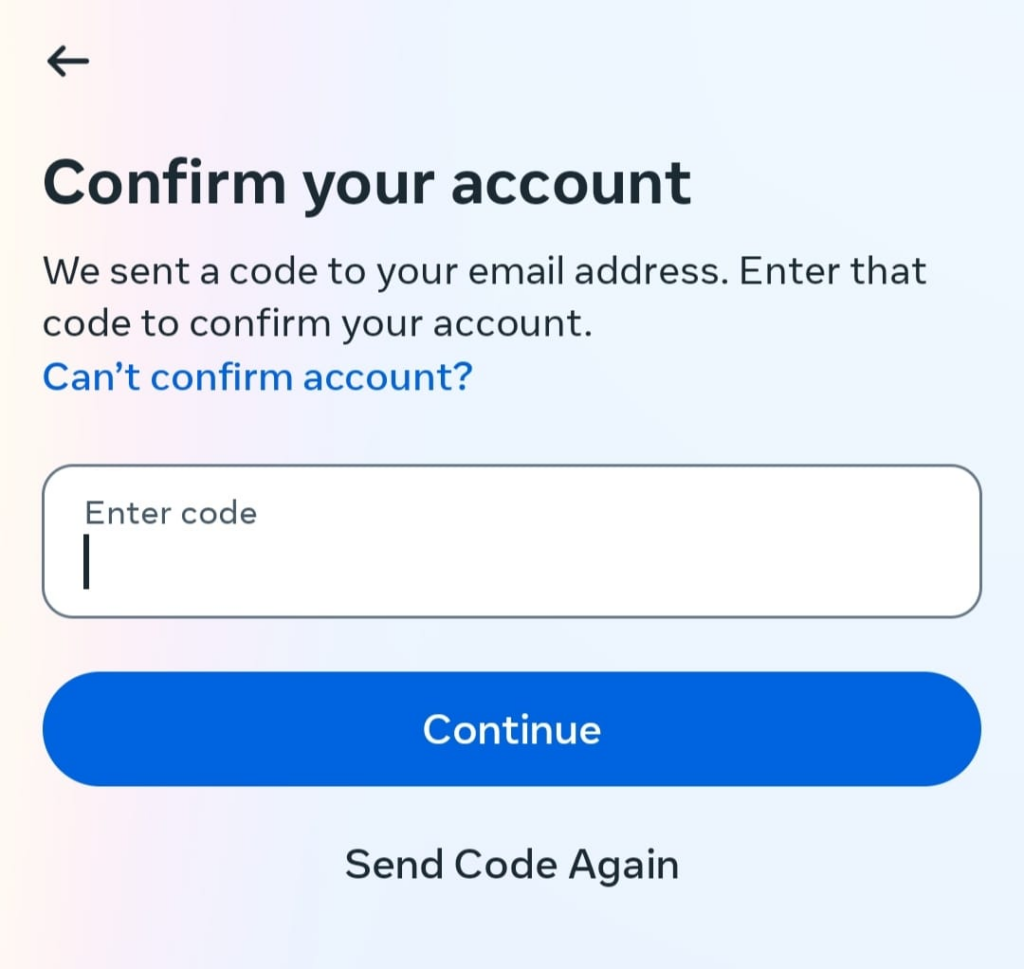 facebook account recovery code email